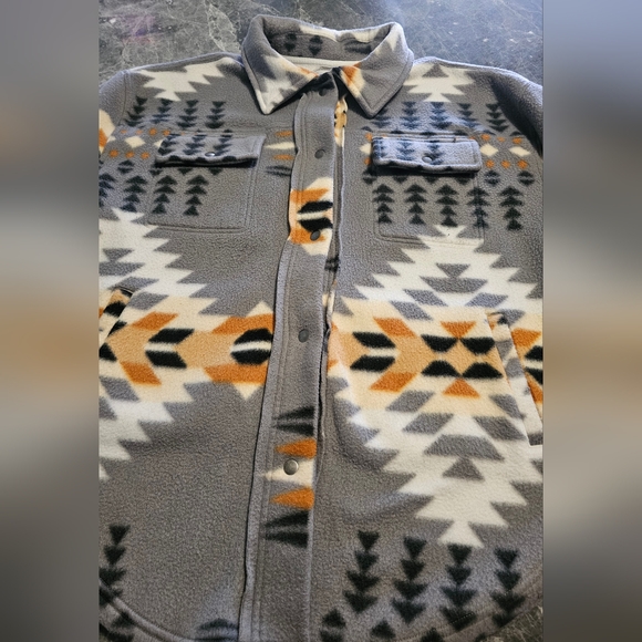 Women Southwestern Gray Brown White Black Patterned Jacket - Picture 13 of 15
